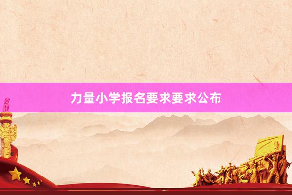 力量小学报名要求要求公布